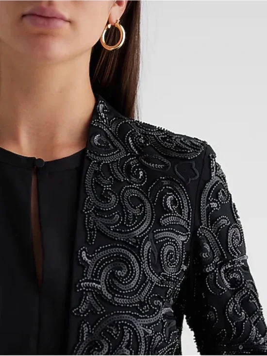 NWT Express Black Embellished Cropped Blazer size medium - Picture 2 of 3